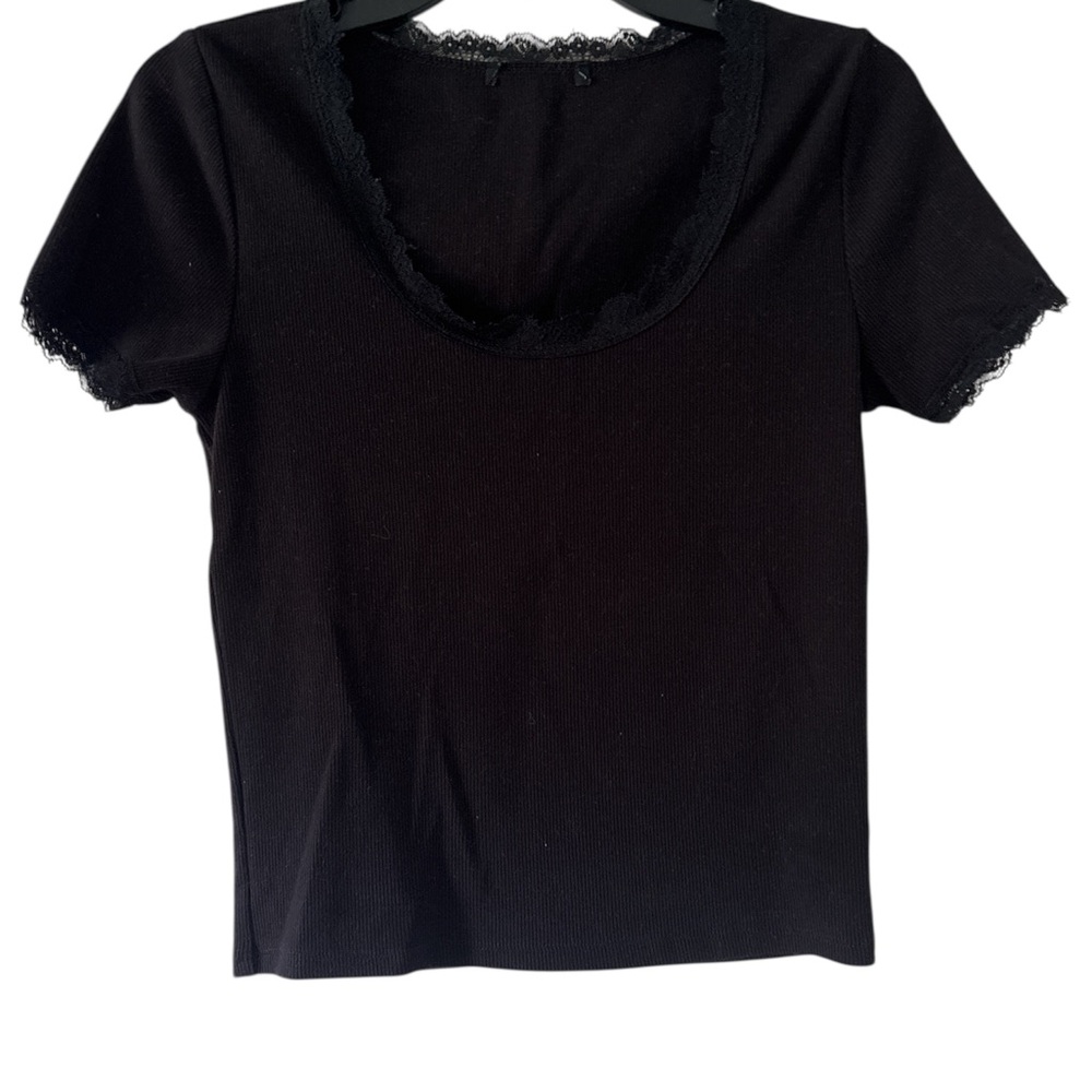 Forever 21 Black Lace Trim Large Top